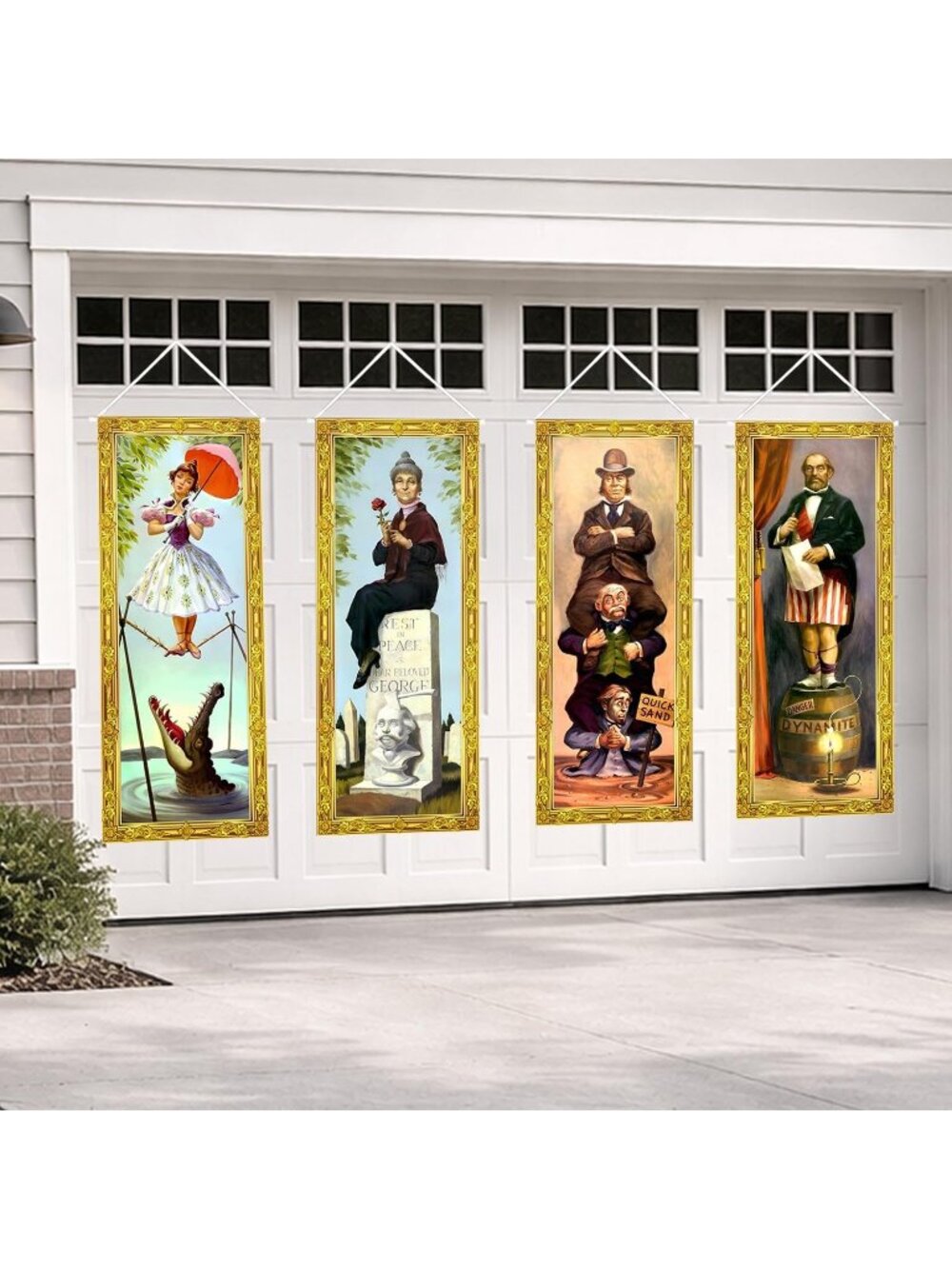 Halloween Decorations 4PCS Yellow Haunted House Spooky Gothic Mansion Decor